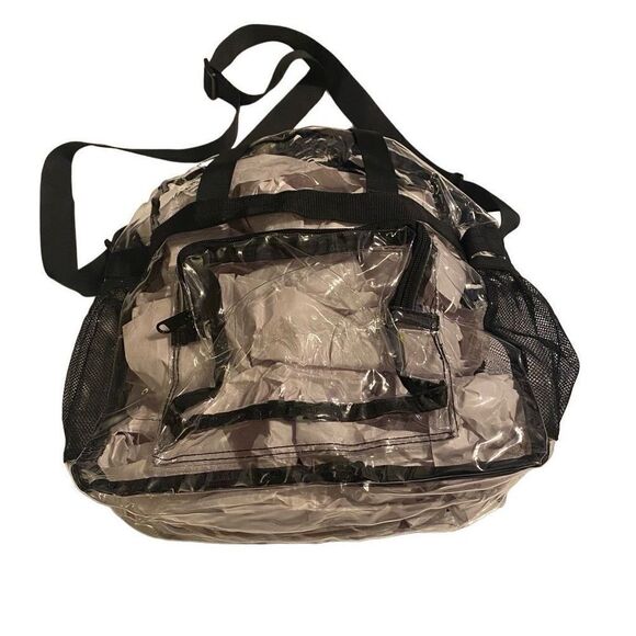 MAY TREE Clear Tote Shoulder  Stadium‎ Bag with Black Trim 11X4X15 - Picture 2 of 8